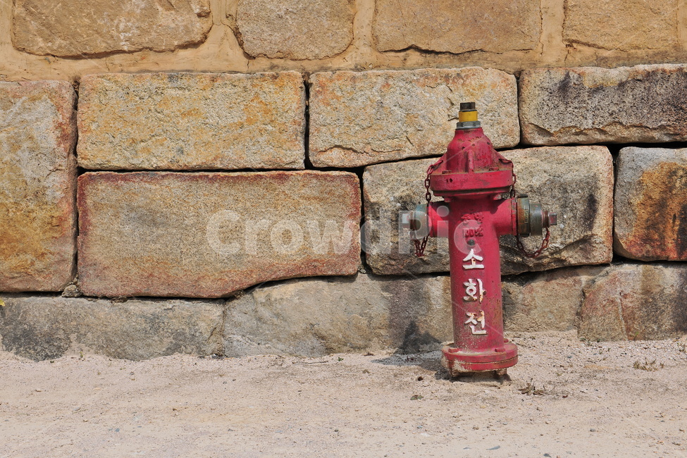소화전,소방,돌담,한국,firehydrant