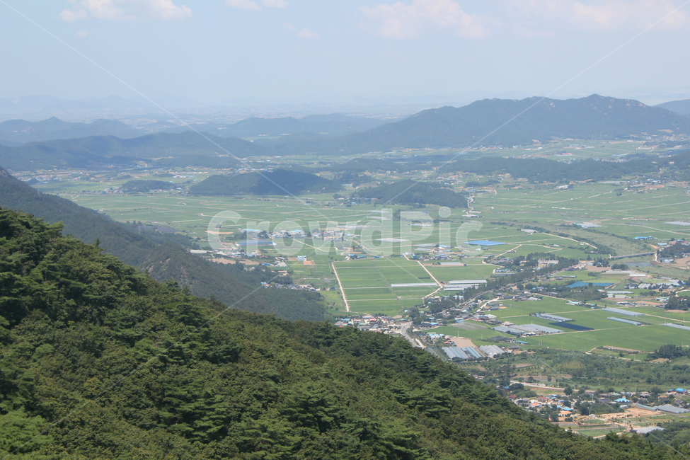 한국,아시아,전라도,전라남도,두륜산,산,먼산,풍경,마을,농촌,시골,하늘,구름,항공촬영,언덕,자연,논,농경지,나무,파랑,파란하늘,그린