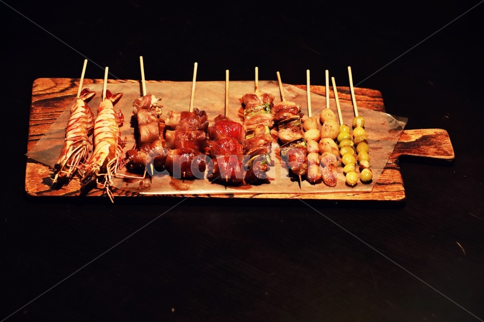 새우,베이컨,은행,꼬치모음,야채곁들임,음식,식재료,요리,food,cook,meal,dishes,food reserves