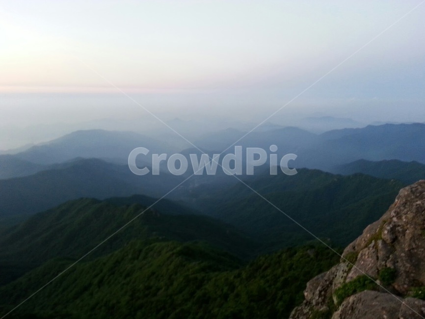 산,새벽,안개,동틀녘,정상,내려다본,nature,자연,옥외,mountain,mountainrange,산맥,경사,slope