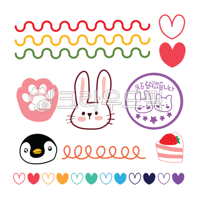 다꾸,스티커,라벨,다꾸스티커,귀여운,png,도장,참잘했어요,하트,발바닥,토끼,고양이,펭귄,딸기,케익,선