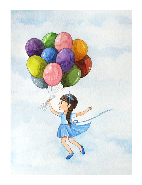 풍선,소녀,일러스트,자유,배경,그래픽,일러스트레이션,graphic,illustration