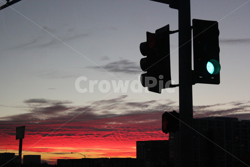 신호등,파란불,trafficlight,sunset,미국,교통,교통수단,traffic,transportation
