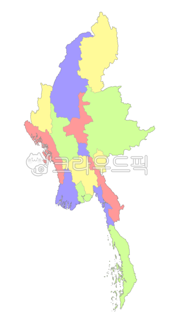 미얀마,버마,동남아시아,아시아,지도,map,실루엣,양곤,랑군,네피도,만달레이,행정구역,행정구역지도,색지도,미얀마행정구역,4색