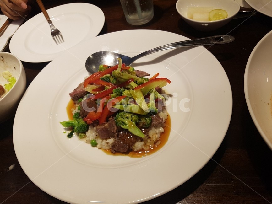 고기,브로콜리,음식,파프리카,밥,rice,food