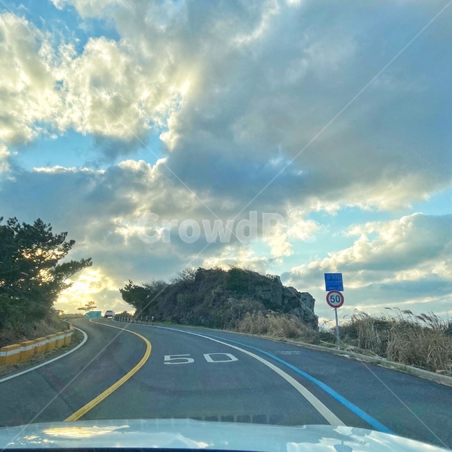제주도,하늘,구름,도로,드라이브