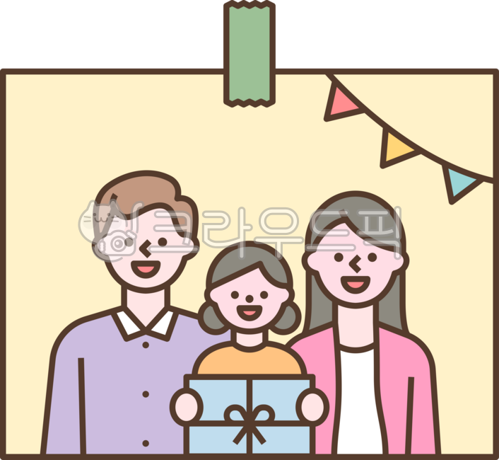 외곽선,귀여운,심플,단순한,일러스트레이션,가족사진,가족,함께,앨범,엄마,아빠,자녀,아이,행복,사랑,선물,생일,축하