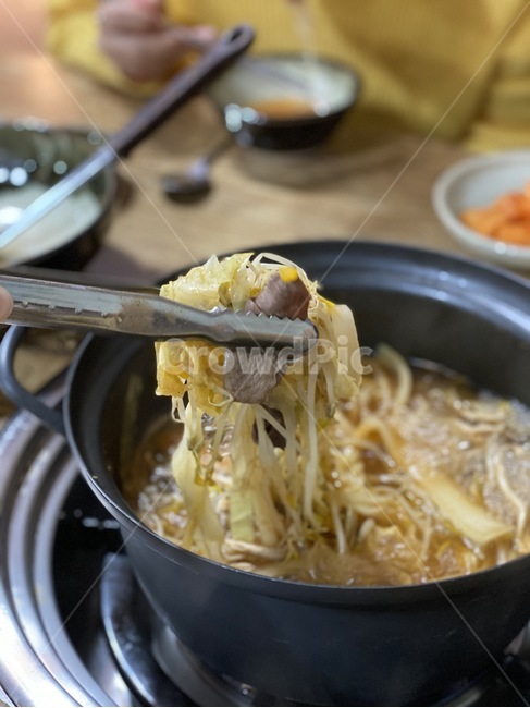 음식,칼국수,샤브샤브,집게,요리