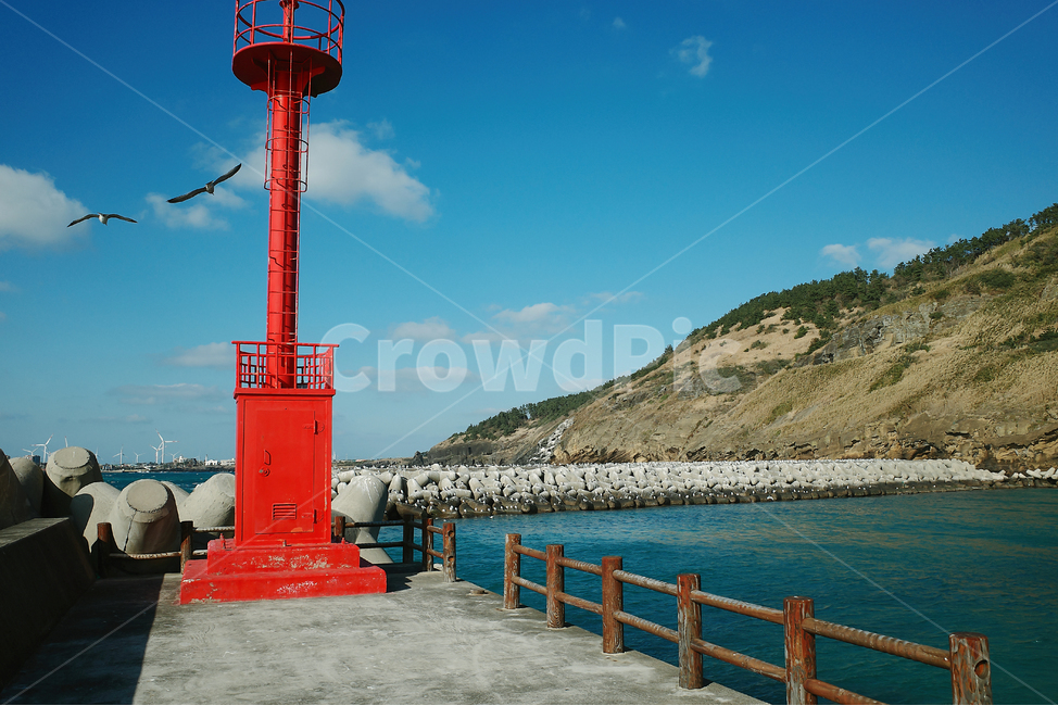 제주도,바다,등대,갈매기,자연,landscape,빨강,파랑,하늘,flying,비상,tower,탑,architecture,건축물