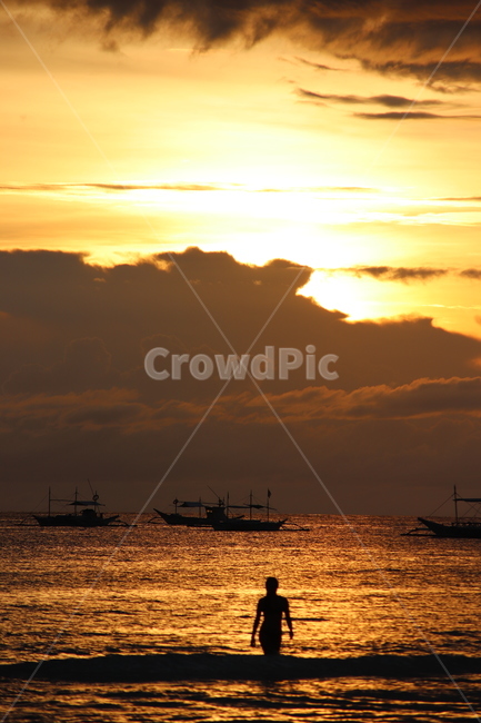 석양,바다,보트,하늘,황혼,boracay,보라카이