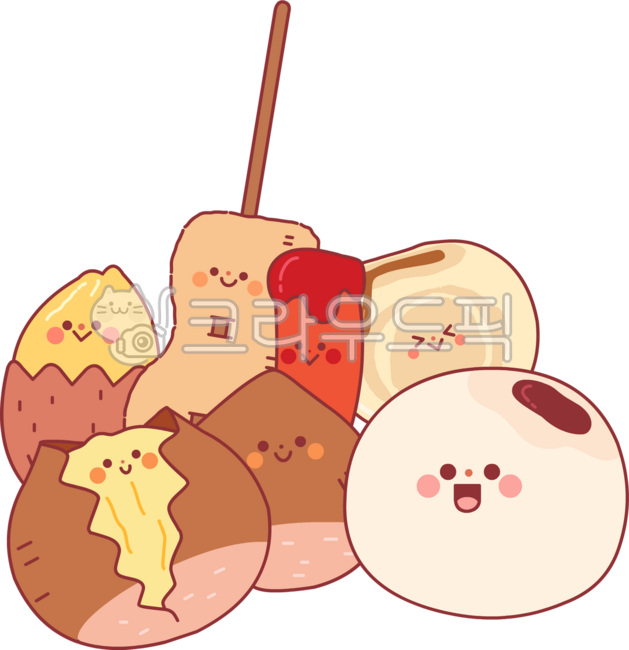 Winter snacks,roasted chestnuts,fish cakes,steamed buns,roasted sweet potatoes,hotteok