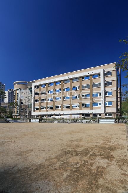 학교,건물,학교건물,교육,기관,교육기관,고등학교,운동장,땅,하늘,바닥,공간,배경,백그라운드,빌딩,건축,현대,현대건축,건축물,도시,도심,풍경,야외,실외,국기,태극기,한국