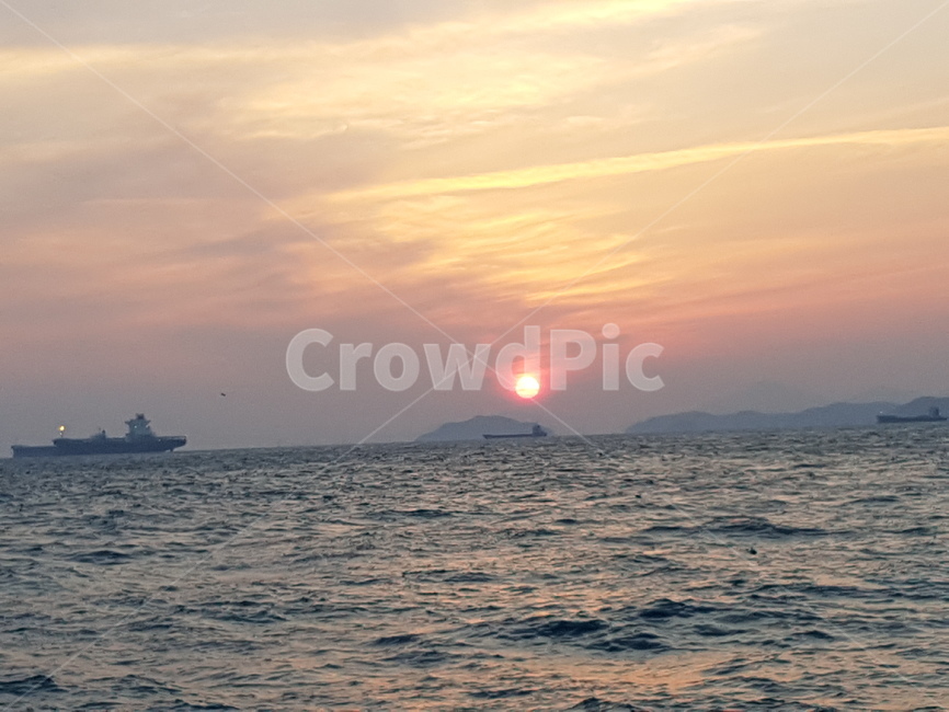 배,해질녘,바다풍경,바다,하늘,해,부산