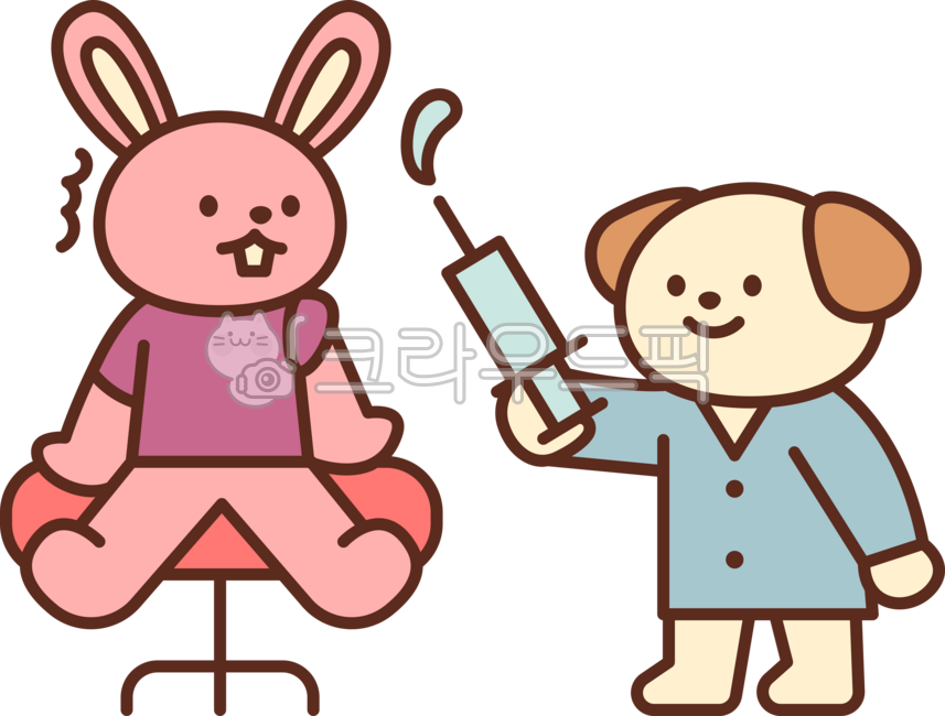 cute,simple,simple,illustration,puppy,dog,animal,pet,animal hospital,hospital,treatment,injured,personification,zoo,vet,infant,rabbit,injection
