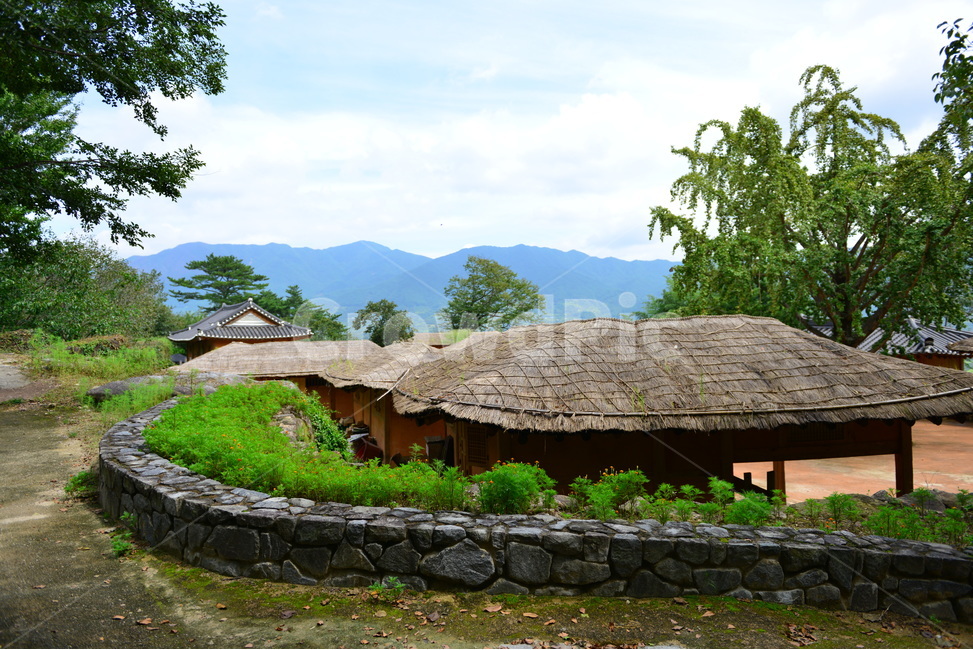경남,하동,평사리,악양,최참판댁,돌담,초가집,여름,계절,nature,자연,outdoors,옥외,building,건물,hut,오두막,rural,농촌