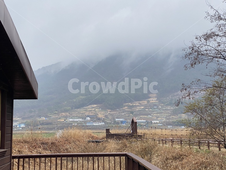 순천만,구름,banister,난간,나무데크,안개,산,마을,갈대