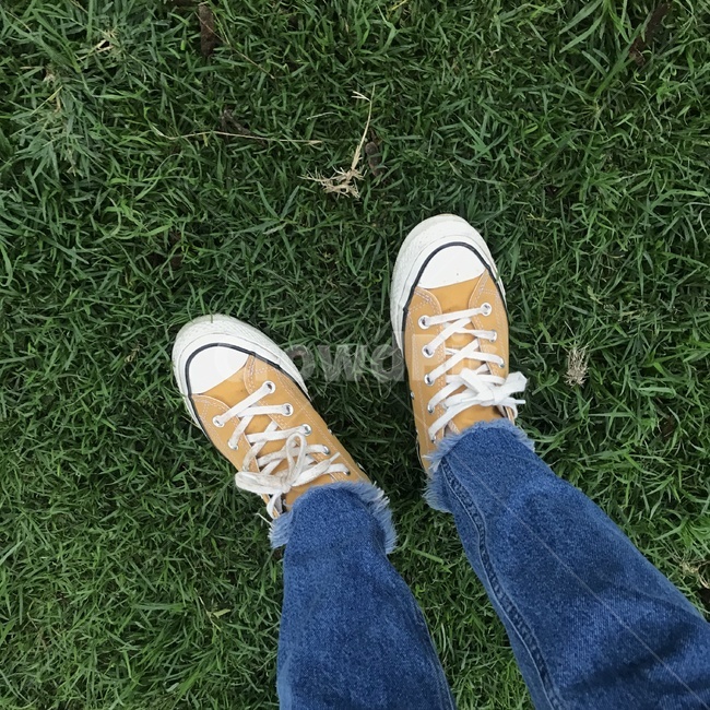 신발,발,초록,노랑,파랑,색감,바닥,땅,풀