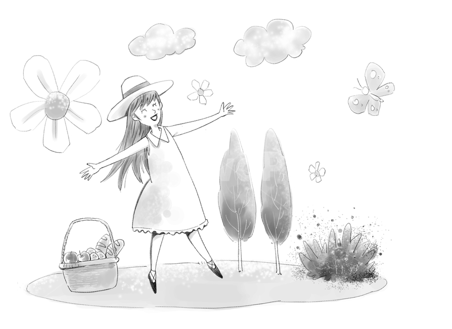 여성,여자,숙녀,레이디,아가씨,캐리어우먼,뷰티,세련,아름다움,아름답다,라이프스타일,라이프,스타일,생활,여성생활,여성미,미용,건강,꾸밈,몸매,다이어트,스토리텔링,매력,미인,미녀,삶,예쁜,젊은,관리,당당한,캐릭터,사람,휴먼,인간,인물,동작,감정,표정,표현,행동,느낌,상황,상황그림,상황컷,예쁜그림,페인터,회화,일러스트,일러스트레이션,핸드드로잉,드로잉,아트,만화,클립,클립아트,아트클립,삽화,그래픽,수채화,유화,파스텔,흑색,스케치,흑백그림,소풍,산책,여행,나들이,봄,여름,산들,동산,나무,구름,나비,풀,즐거움,웃음,미소,유쾌함,귀여움,시원한,시원함,상쾌함,희망,팔벌림,음식,과일,빵,도시락,깜찍함,그래픽,일러스트레이션,graphic,illustration