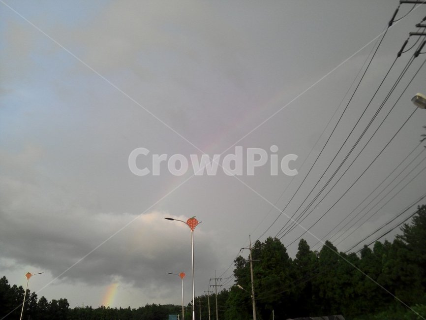 nature,자연,무지개,흐린날씨,전깃줄,rainbow