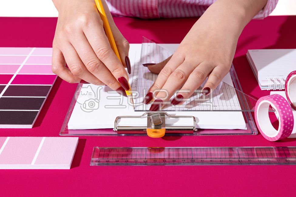 ruler,primary color,tape,drawing,palette,female,plan,Creation,floor plan,imagination,Viva Magenta,blueprint,color chip,style,magenta,note,Inspiration,pink,Art,strong,Fingernail,color,artist,idea,originator,paper,design,table,hand,finger,creator,art,set sq
