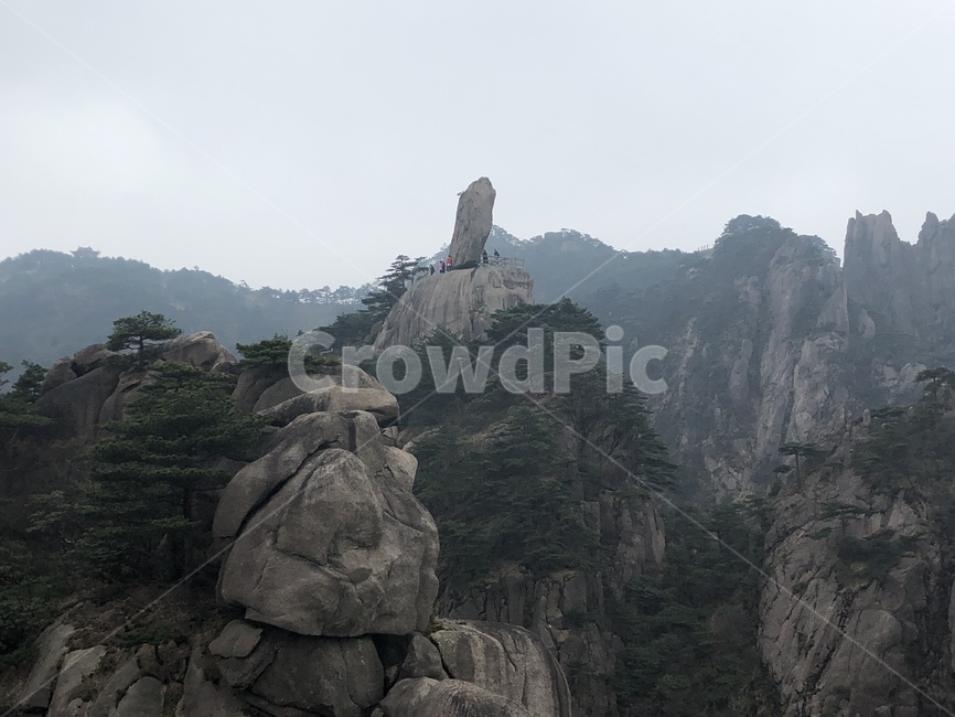 주국,황산,자연풍경,산맥,돌산