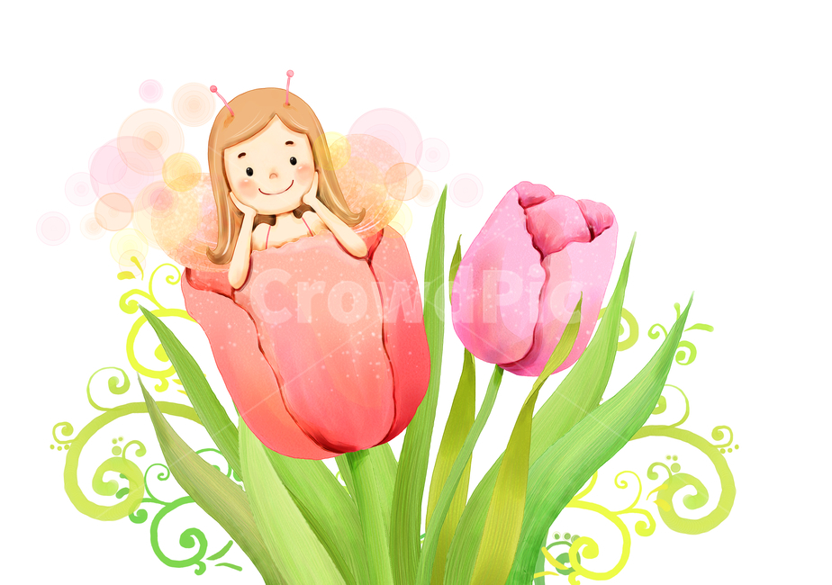 소녀,요정,튤립,꽃,동화,어린이,교육,삽화,여자,천사,봄,향기,자연,감성,여름,꽃반,페인터,일러스트,꿀벌,무늬,문양,패턴,꽃가루,flower,plant,tulip,꽃축제,봄,계절,spring,season,그래픽,일러스트레이션,graphic,illustration