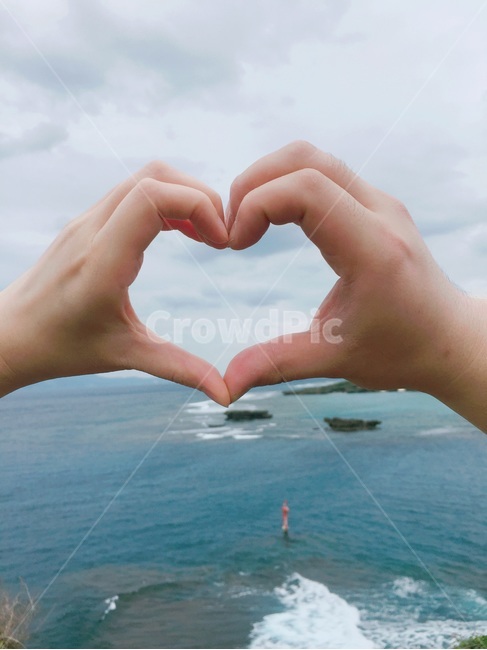 바다,하늘,하트,손가락하트,사랑,배경,자연,sea,sky,heart,fingerheart,love,오키나와,만좌모,okinawa,사람,인물,인간,human,person,신체일부,몸,body