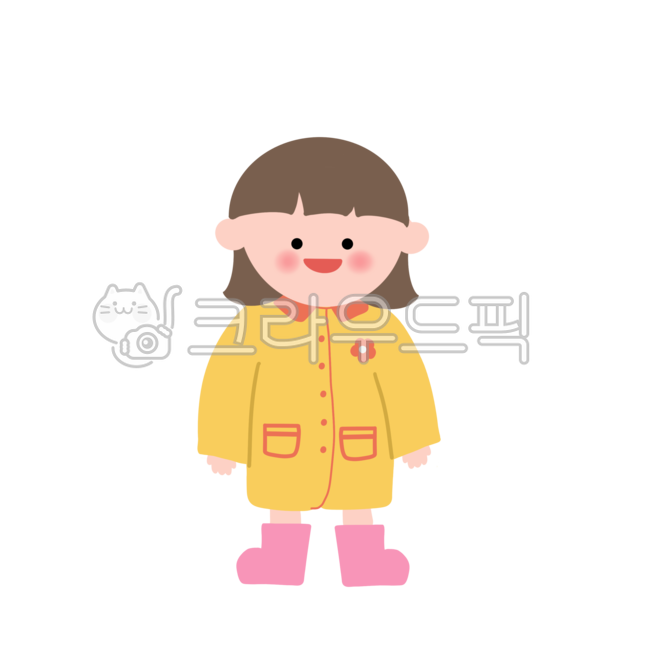 어린이, 어린이일러스트, 우비, 비옷, 노란우비, 사진,이미지,일러스트,캘리그라피 - 냐옹친구작가