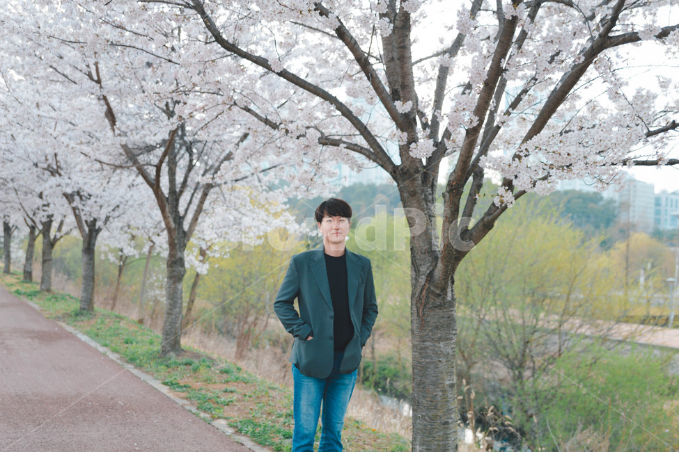 남자,인물,벚꽃,봄,man