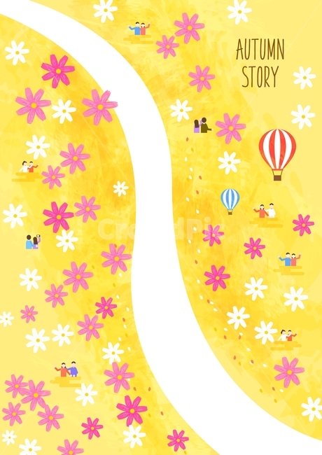 가을,코스모스,코스모스축제,열기구,커플,연인,배경,가을,계절,fall,autumn,season,연인,커플,사랑,lover,couple,그래픽,일러스트레이션,graphic,illustration