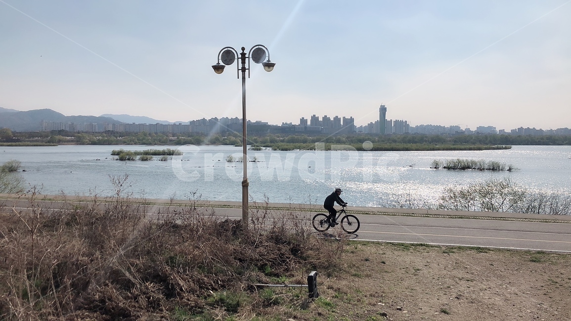 팔당댐,자전거,강,가로등,풍경,여유로움