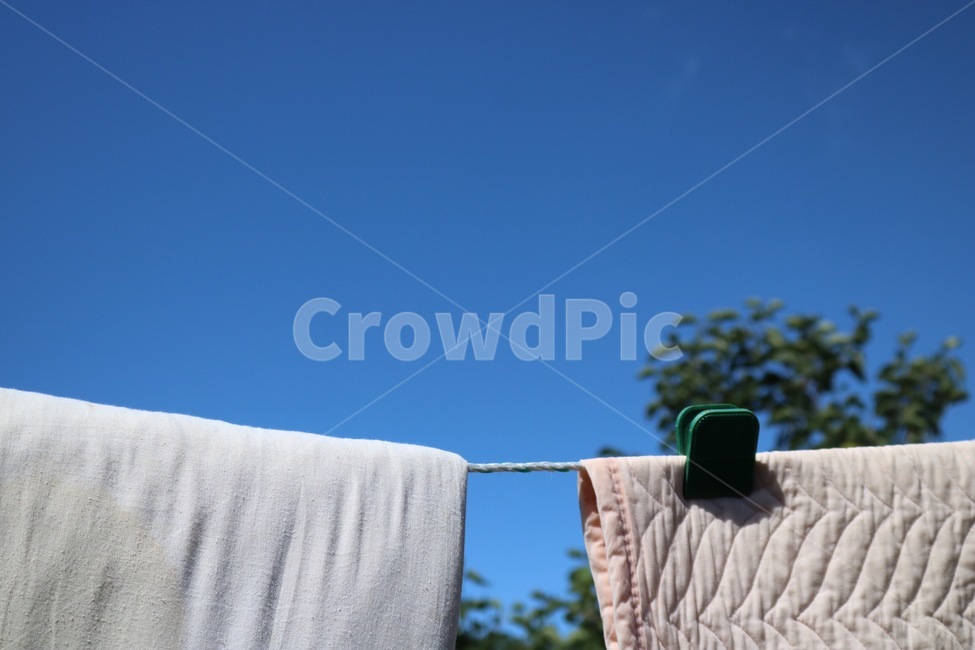 하늘,파랑,빨래,이불,빨랫줄,집게,나무,식물,초록,흰색,베이지,sky,sora,blue,ao,laundry,sentakumono,blanket,huton,tree,ki,plants,shokubutsu,green,midori,white,shiro,begie,beejyu