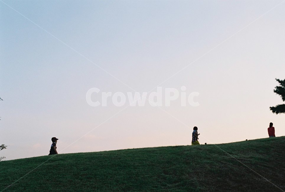 산책,하늘,땅,위,걷다,사람들,대중,군중,other people,crowd,인물실루엣,사람실루엣,character silhouette,human silhouette,grass,잔디,plant,식물,outdoors,옥외,person,사람,human,인간,field,들