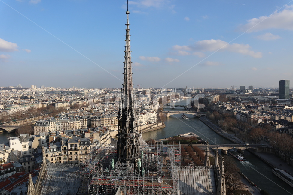 fly,Notre Dame Cathedral,Paris city,belfry,The Hunchback of Notre Dame,france,Notre Dame Bell Tower,Panoramic view of Paris,Notre Dame Spire,Notre Dame de Paris