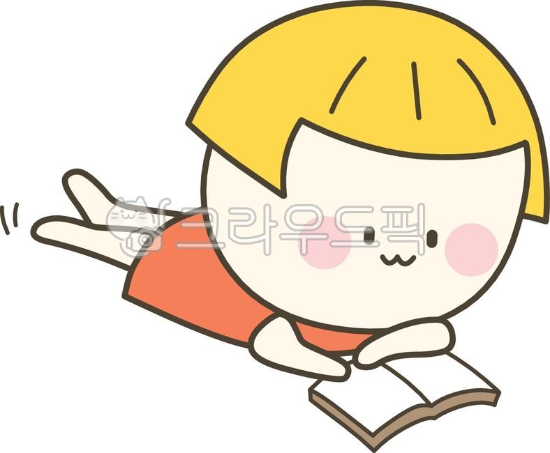 귀여운,여자아이,금발,표정,일상생활,이모티콘,캐릭터,스티커,독서,책,엎드린자세