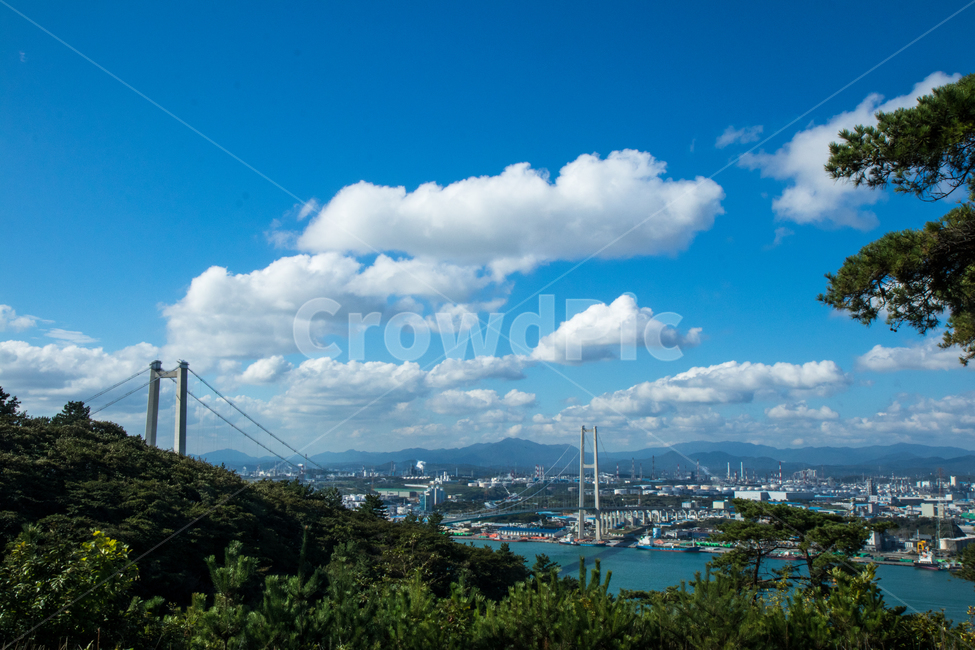 하늘,구름,바다,자연,sea,sky,blue,푸른,cloud,울산대교,bridge,도시,풍경,city,landscape,한국도시풍경,한국도시경관,korea cityscape,weather,날씨,nature,outdoors,옥외,cumulus,적운