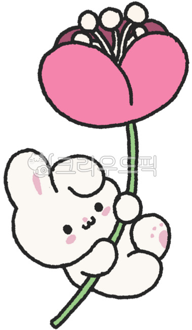 rabbit,flower,spring,illustration,hand drawing,drawing,cute,sticker,png,dakku,decoration