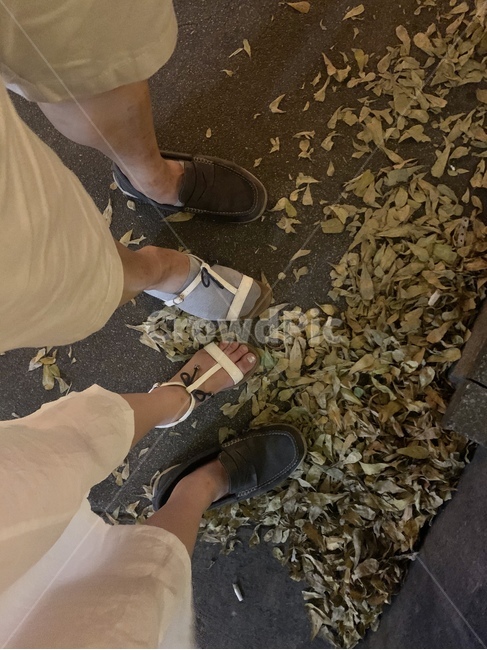 데이트,남자,여자,발,foot,가을,낙엽,date,summer,여름,신발류,footwear,의류,clothing,의복,apparel
