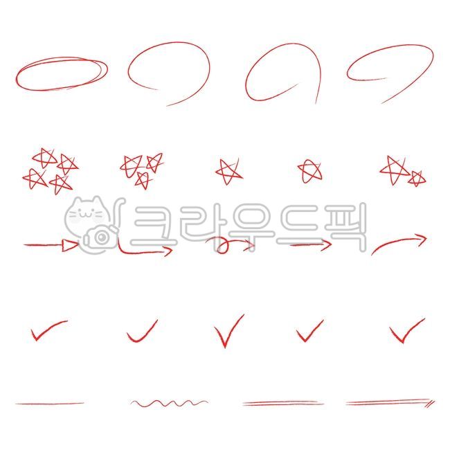 Important mark,grading,arrow,Detailed page,asterisk,pencil,red,Emphasis on phrases,underscore,various,design,emphasis,red pen,useful,mark
