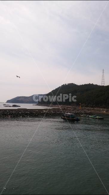 바다,하늘,방파제,배,섬,자연,풍경,nature,landscape,transportation,교통,watercraft,선박,vehicle,차량,animal,동물,bird,새