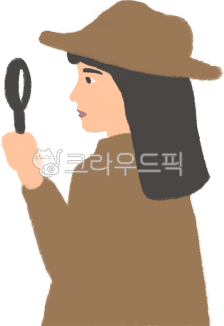 탐정,탐구,돋보기,궁금,호기심,수사,조사,관찰,발견,사람,여자,옆모습,모자,코트,사건,영탐정,명탐정,찾다,미스터리,추리
