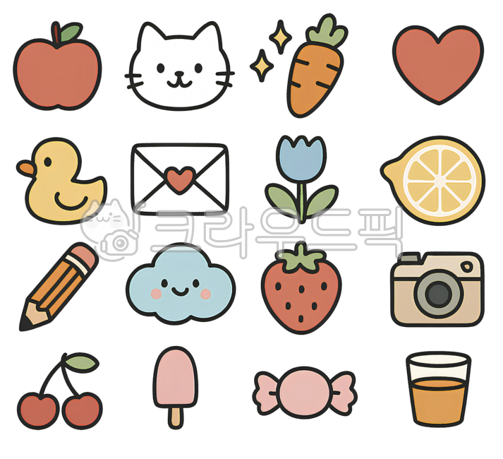 사물, 사물아이콘, 아이콘, 귀여운아이콘, 구름, 사진,이미지,일러스트,캘리그라피 - jinis002작가