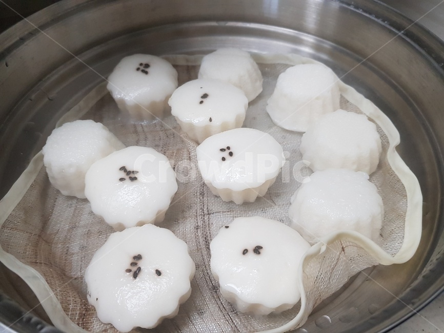술떡,떡,냄비,찜통,검은깨,요리