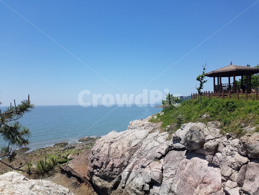 바다,바다배경,정자,변산반도,바위,하늘,파랑
