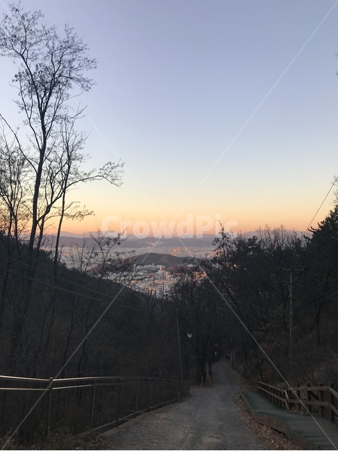 산,등산,노을,저녁,내리막길