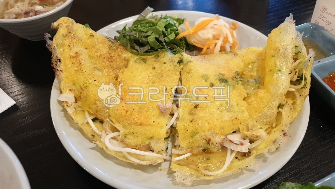 음식,베트남,노란색,반쎄오,계란,요리