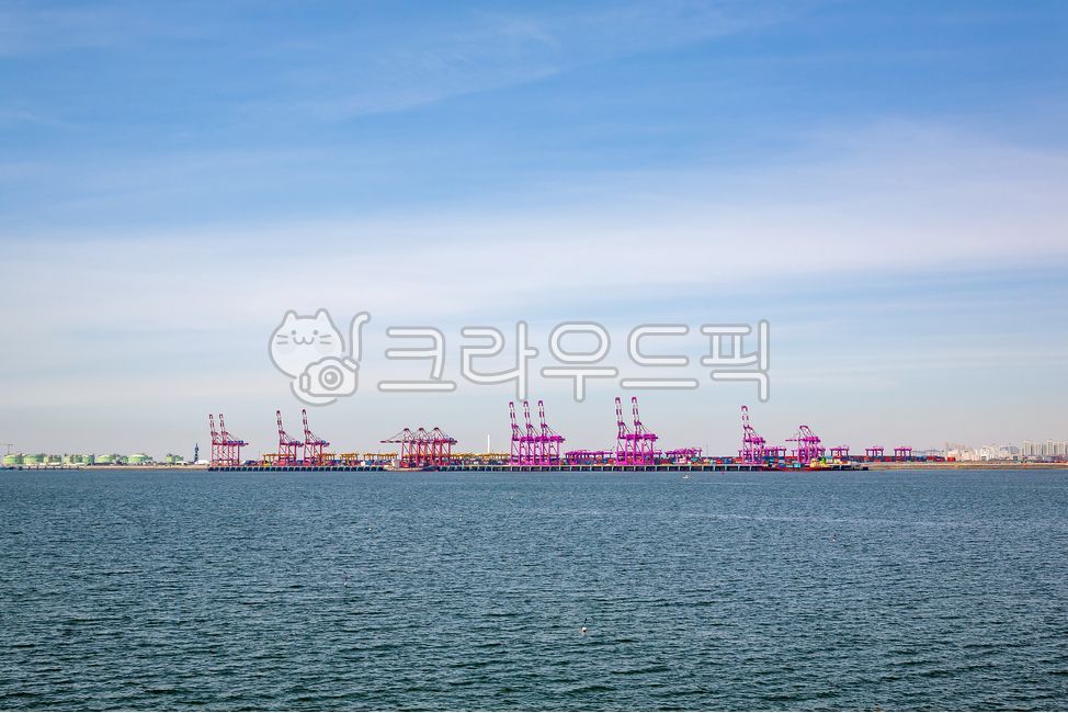 container,harbor,ship,logistics,industry,scenery,distribution,sea,wharf,cargo,Incheon New Port,crane,cranes,transport,transportation,Songdo,horizon,port,background,waterfront,cargo ship
