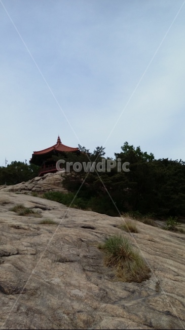 정자,산,바위,사원,절