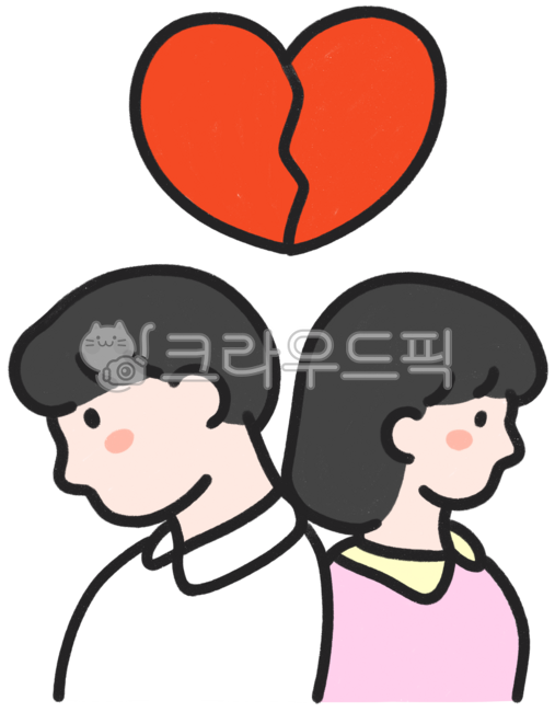 커플,연인,이별,하트,사랑,깨진하트,금이간하트,이별하는연인,등돌린남녀,남녀,무관심,식어버린,사랑하지않아