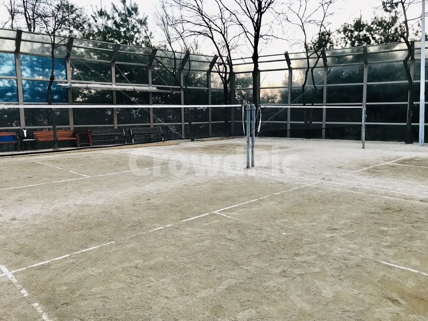 운동,운동장,배드민턴,공원,나무,흙,벤치